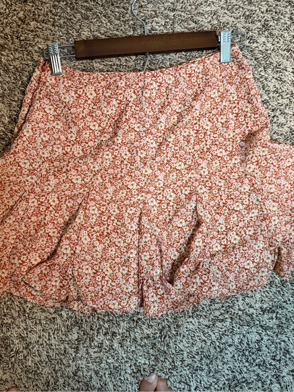 Rust Color Floral Ruffle Mini Skort - Picture 3 of 6
